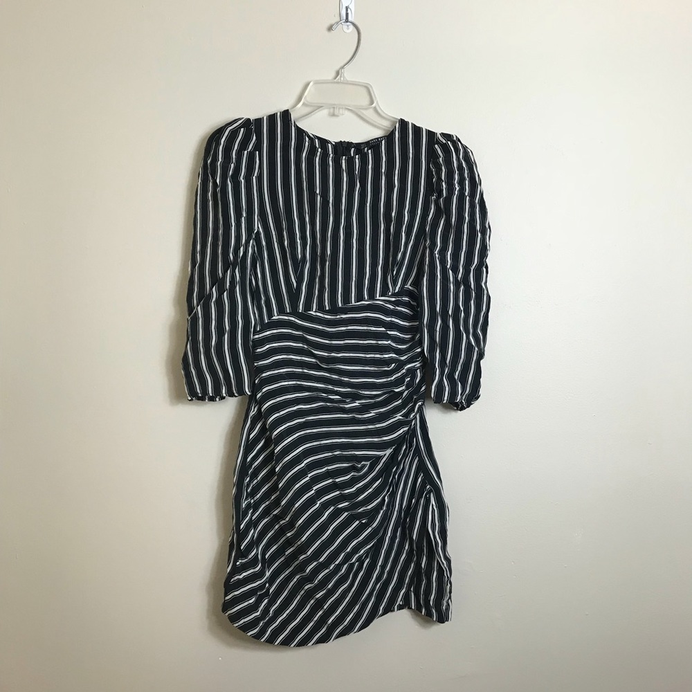 Zara Basic Collection Stripe Ruched Side Dress - image 1